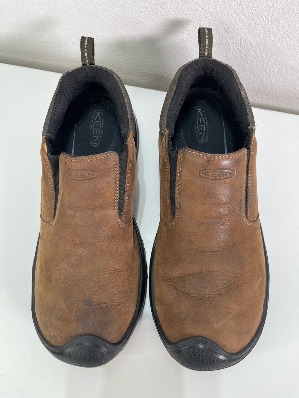 Keen Shoes Rialto Brown Leather Comfort Slip On Casual Loafer Men 10.5 Gorpcore - Picture 3 of 9